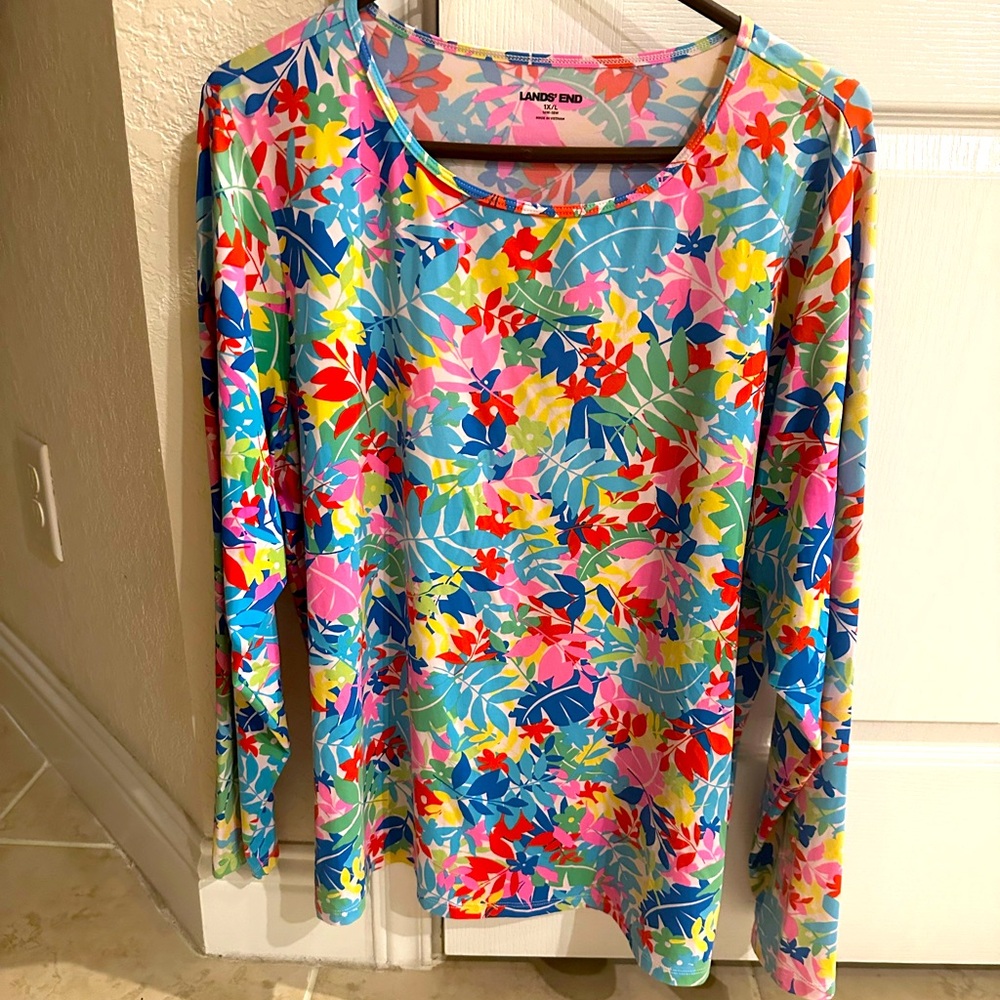 Lands’ End LS Crew, UPF 50, Rash Guard/Swim Shirt, 1XL